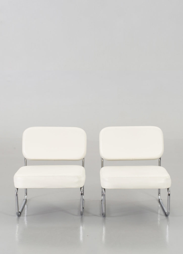  Italian white leather chairs